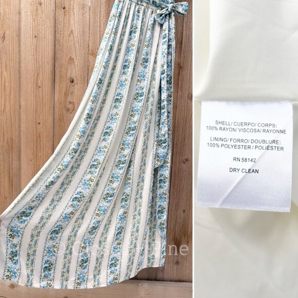 Gal Meets Glam Imogene Dress Ivory French Blue Stripe Size 2 Maxi Wrap - Picture 12 of 17